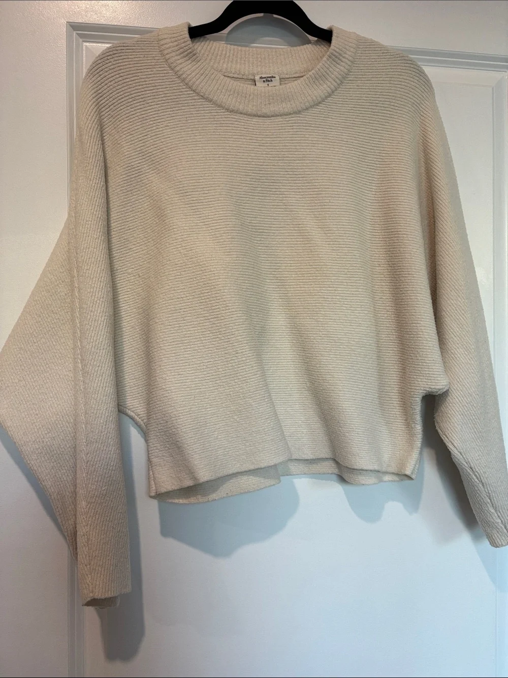Abercrombie & Fitch Cream Ribbed Crewneck Sweater